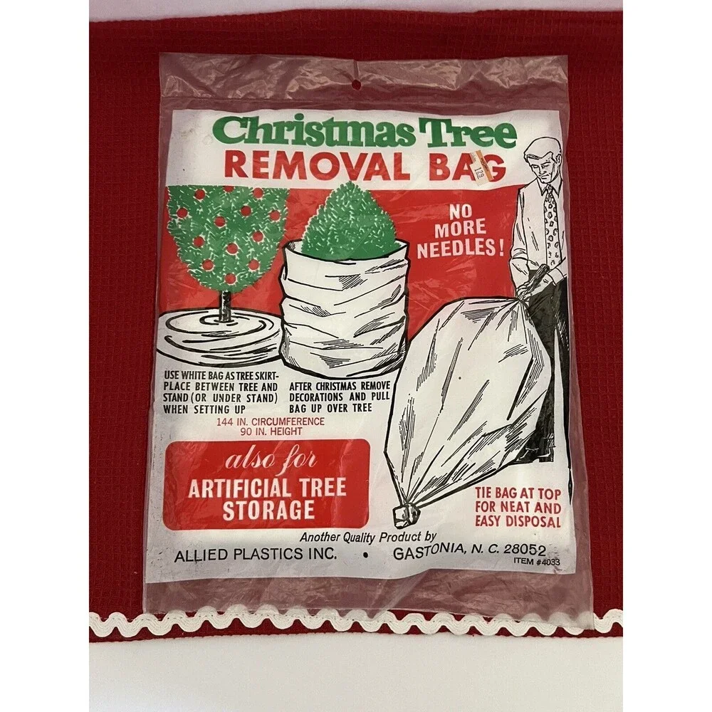 Vintage Christmas Tree Removal Bag 90x144 Allied Plastics Tree Storage Cover